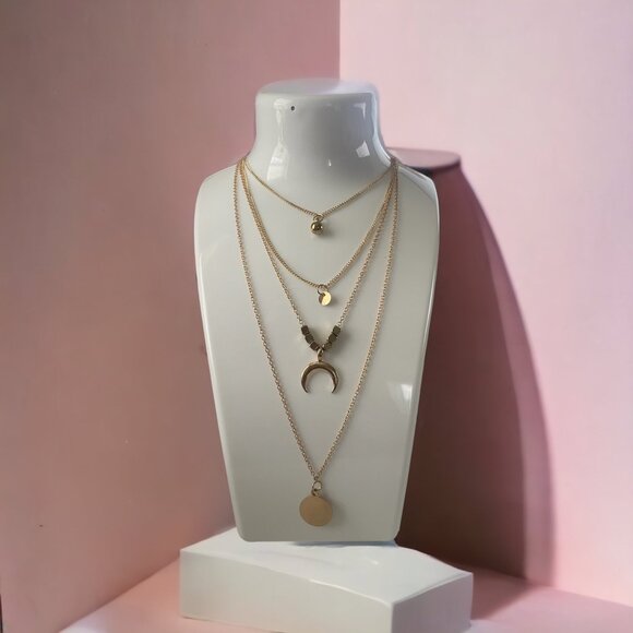 Vintage Multilayer Gold Necklace - Picture 2 of 6